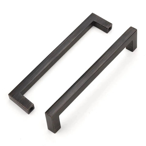 10 Pack Oil Rubbed Bronze Solid Zinc Cabinet Pulls, 5 Inch Center to Center, Square Drawer Handles for Kitchen Cabinets