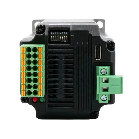 Front view of a High Speed 23 Small Bottom Wiring Servo Motor With Encoder for 3D Printers, featuring a compact bottom wiring design.
