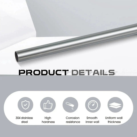 Image of a one and a half inch outer diameter 304 stainless steel tubing weldable round metal tube two feet long with 0.06 inch wall thickness.