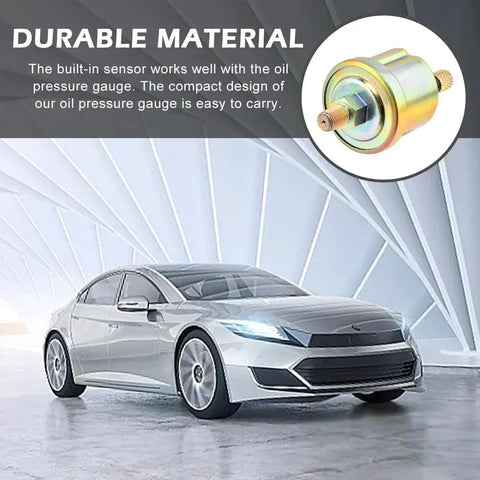 Car in futuristic setting with Two Inch Oil Pressure Gauge Kit 0 To 100 PSI For Universal Cars DC12V White LED displayed