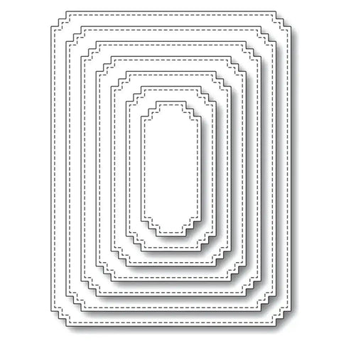7 Piece Rectangle Frame Die Cut Set With Stitched Nesting Frames for DIY scrapbooking, card making, and gift tags, metal background cutting dies.