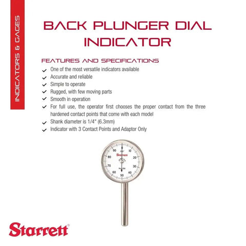 Universal Dial Test Indicator Set Pro Grade With Back Plunger For Height Depth And Width Measurements White Face Readout