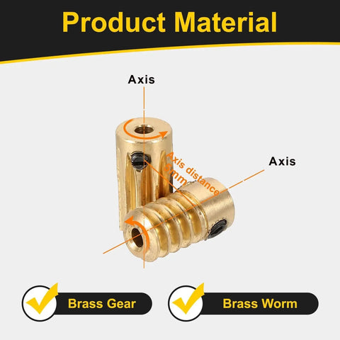 Brass Worm Gear Set 10T 0.5 Module 10 To 1 Reduction Right Rotation Drive Gear Box Wheel For Small Machines And DIY Builds