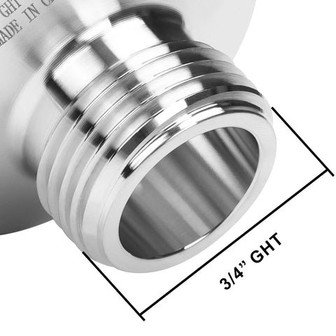 DERNORD sanitary 3/4 in GHT male garden hose thread pipe fitting, chrome metal.