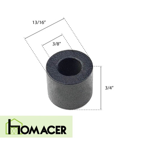 Black Rustic Sliding Barn Door Hardware Spacer Extender Kit 3/4 Inch, side view with dimensions, Homacer logo visible.