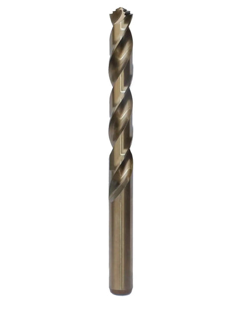 Close-up of single drill bit from M42 8% Cobalt Twist Drill Bits Set, 19 Pcs, 1mm To 10mm, For Stainless Steel And Hard Metals, 68 To 70 HRC Hardness.