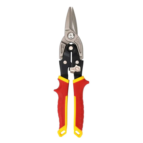 10 Inch Aviation Snips With Safety Lock And CR-MO Blades For Straight Cutting Metal Sheets, ideal for HVAC and DIY projects