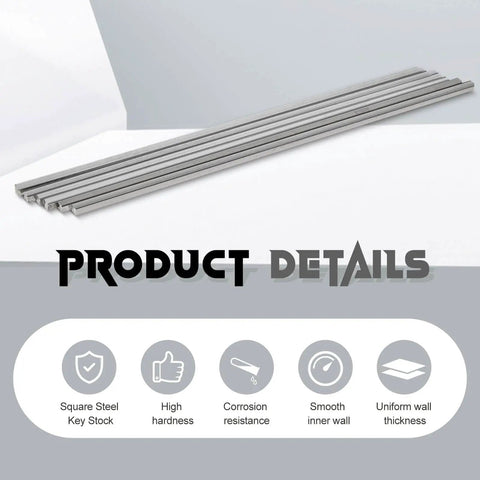 Six Piece 1/4 Inch Square Steel Bar Stock Set Cold Drawn Precision Key Stock Metal Bars Each 12 Inches Long Ideal For Milling