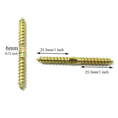 Double Ended Self Tapping Screws Set M6x60mm, 24 Pcs, Double Head Wood Screws For Joining Two Pieces Of Wood