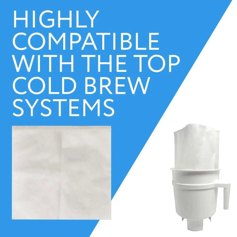 Disposable Cold Brew Filter Bags For Iced And Batch Coffee Easy Brew No Mess Rip Resistant Paper Filters Compatible With Toddy Cold Brew Maker Eleven And A Quarter Inch By Thirteen Inch White Pack Of Thirty, shown with cold brew system.
