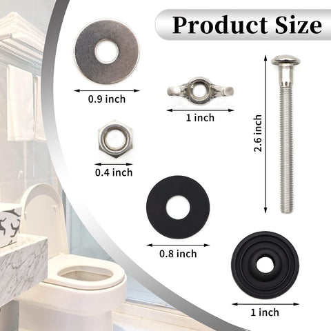 Universal Toilet Tank To Bowl Bolts Kit With Heavy Duty Stainless Steel Bolts Waterproof Rubber Gaskets And Washers size chart