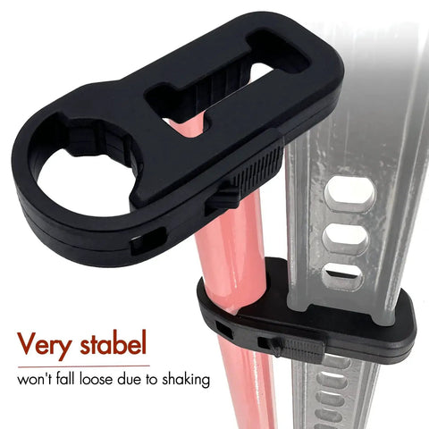 Close-up of Jack Handle Keeper For Jacks With Secure Latch And Abrasion Resistant Silicone installed on metal jack