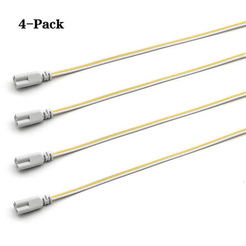 4-pack LED Linkable Power Cables For 2 Foot 24 Inch T5 T8 Tube Light Fixtures Double End Connector Extensions