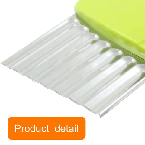 Close-up of a crinkle blade from the Five Piece Waffle Fry Cutter Crinkle Knife Set For Veggies And Potatoes Stainless Steel Wavy Chopper