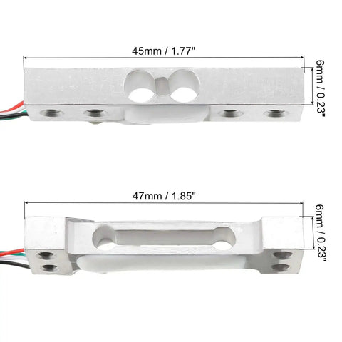 Pair Of Aluminum Load Cells 500g Capacity For Electronic Balances And Scales High-Accuracy Weigh Sensor Silver Tone with dimensions