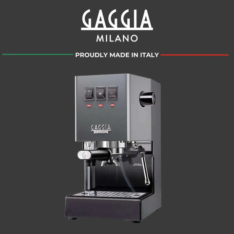 Classic Evo Pro Grade Espresso Machine With Industrial Grey Finish Made In Italy Compact Size 9 Bar Extraction