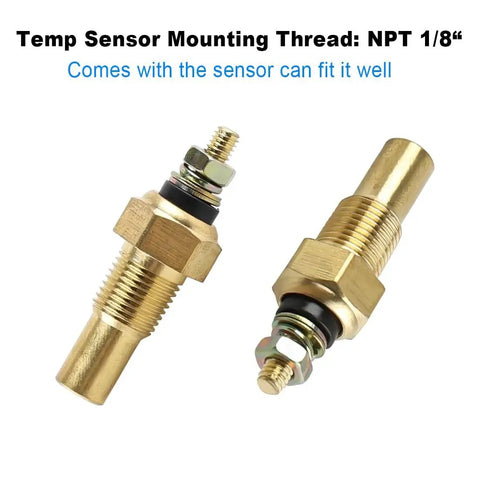 Two brass NPT 1/8 inch temperature sensor fittings for 2 Inch Water Temperature Gauge 52mm Backlit Sensor For Car Truck Marine DC12V.