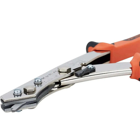 Sheet Metal Nibbler Hand Tool With Adjustable Cutting Head For Automotive Fabrication And Bodywork, orange ergonomic grip