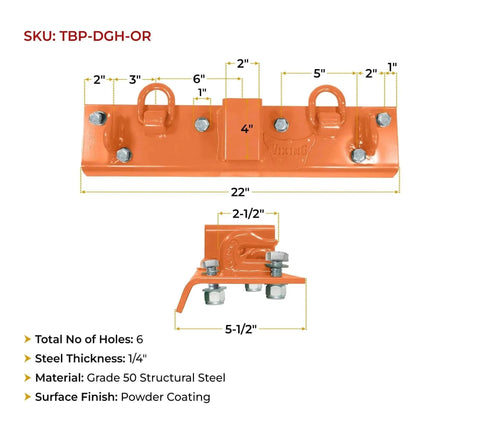 Orange Tractor Bucket Grab Hooks Bolt On Plate With D Ring And Grab Hooks For 2 Inch Hitch Receiver Compatible With Deere