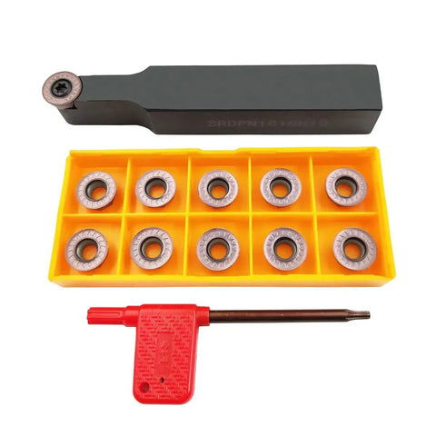 11 Piece Pro Grade RPMT1204MOE Indexable Carbide Milling Inserts Set With SRDPN1616H12 Tool Holder For Five Eighths Inch Lathe Milling Cutter Built Tough With 40Cr Steel Lathe Accessory For Metalworking