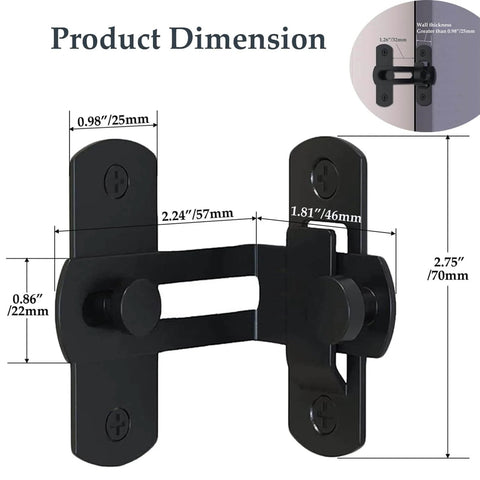 Two Pack Beefy Stainless Steel Barn Door Lock Set With 90 Degree Latch And Catches For Sliding Bathroom Doors Black Finish