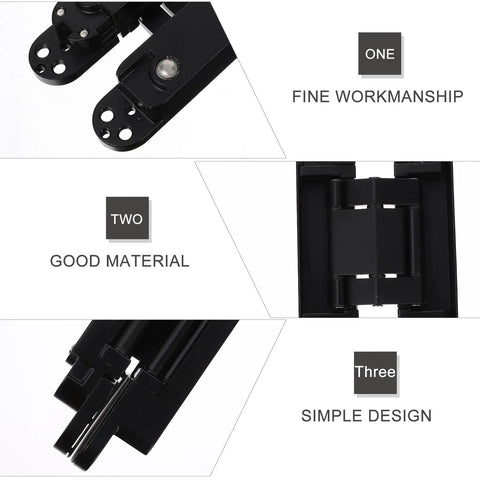 Heavy Duty Metal Invisible Door Hinge 180 Degree Concealed Cross Swing For Wooden Doors Load Bearing Up To 40kg Black Titanium Finish
