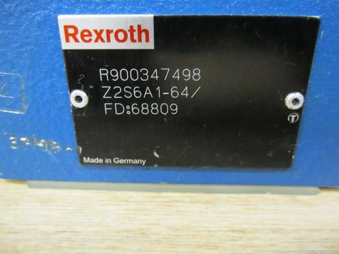 Label of Pilot Operated Check Z2S6A1-64 Size 6 R900347498 Sandwich Plate Hydraulic Replacement Valve FD:68809 Bosch Rexroth