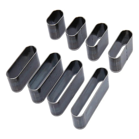 Pro Grade 8 Piece Leather Hole Punch Set With High Carbon Steel Punch Dies, showing assorted punch dies for leatherwork projects.