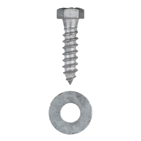 Heavy Duty Lag Screw Kit Three Eighths Inch By One And One Half Inch With 50 Screws And 50 Washers, Hot Dip Galvanized For ACQ Treated Lumber