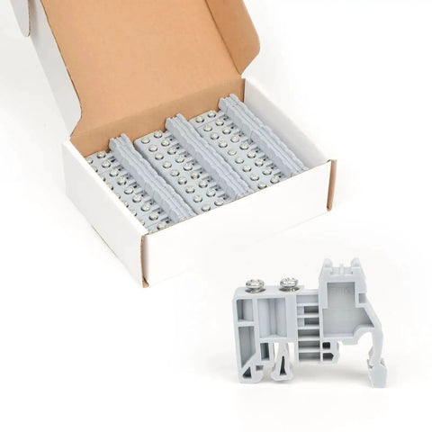 30 Piece DIN Rail Terminal Block End Stopper Brackets For 35mm Wide Guide Rails End Terminal Fixing Blocks Fasteners Gray PA6