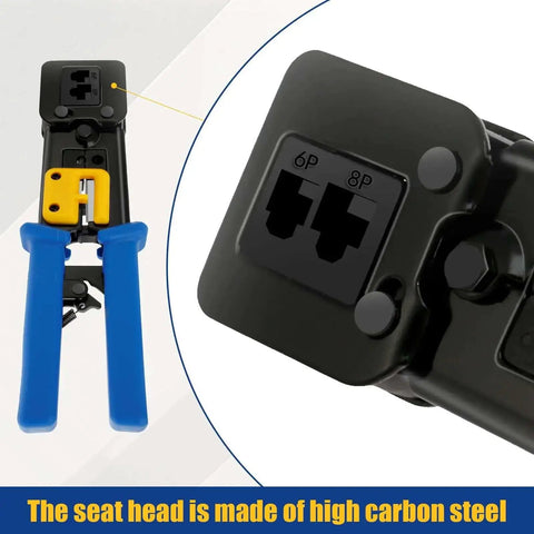 RJ45 Crimp Tool Set For Ethernet Cabling Pro Grade Workhorse Crimping Tool With Mini Wire Stripper, high carbon steel head