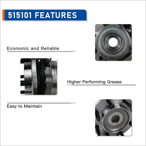 Features of Beefy Front Wheel Hub And Bearing Assembly For Dodge Ram 1500 2500 3500 4x4 With ABS 8 Lugs Front Position Replacement 2006 2007 2008 Durable Heavy Duty Ready To Roll