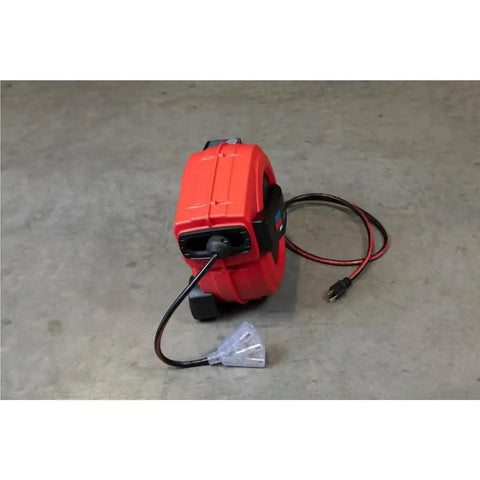 Front view of Lincoln Workhorse Heavy Duty 60 Foot Tri Tap Electric Power Cord Reel With 12 3 SJTOW, Grease Oil And Weather Resistant
