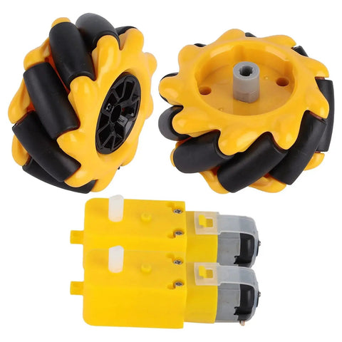 Mecanum Wheel Kit 60mm Yellow Directional Robot Wheel For DIY Smart Robot Car Projects TT Motor Compatible No Solder Required
