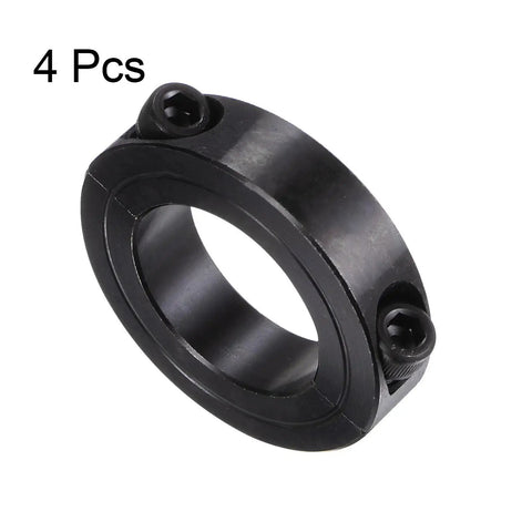 Four Pack Shaft Collars For One And A Quarter Inch Rod Outer Diameter Two And One Sixteenth Inches Half Inch Wide Black Oxide Plated