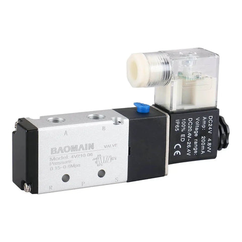 Front view of Pneumatic Solenoid Valve 4V210-06 DC24V Five Way Two Position Internally Piloted Acting Type Threaded 1/8 Inch Port