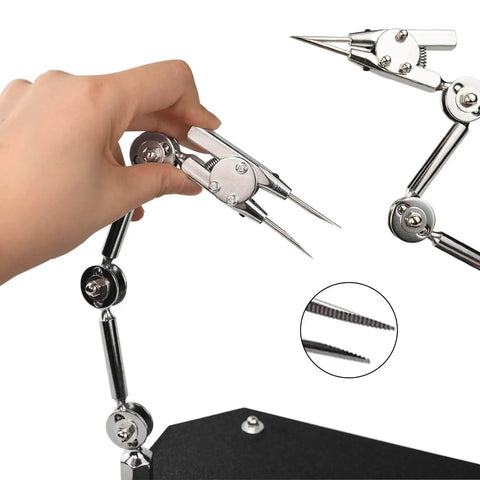Pro Grade Heavy Duty Welding Fixture Clip With Double Clip Clamp, Adjustable 360 Degree Swivel Jewelry Welding Table Clip, cast iron base
