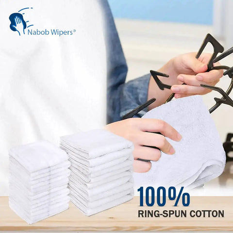 White Terry Rags Bulk Pack 12x12 Inches 100 Percent Ring Spun Cotton Multipurpose Cleaning Cloths, Reusable And Machine Washable