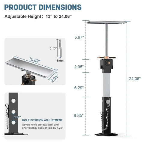 Two Pack RV Slide Out Stabilizer Jacks For Travel Trailers And Campers Adjustable 13 To 24 Inches Heavy Duty Supports Diagram