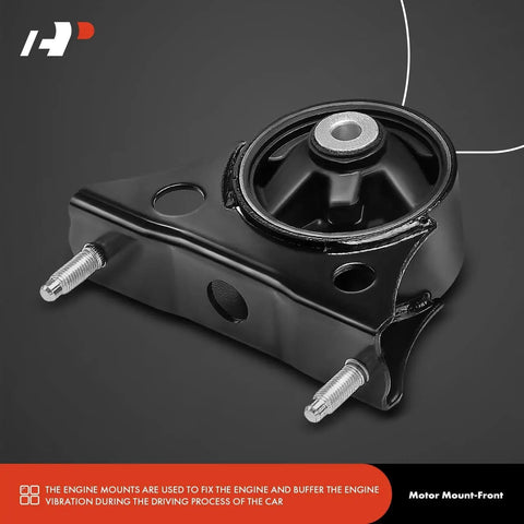 Front view of a heavy-duty engine mount from Four Piece Engine And Transmission Mount Kit For Toyota Highlander Two Point Four Liter 2004 2005 2006 2007 FWD Automatic Transmission With Torque Strut Mounts Replacement Set Heavy Duty Built To Take The Heat.