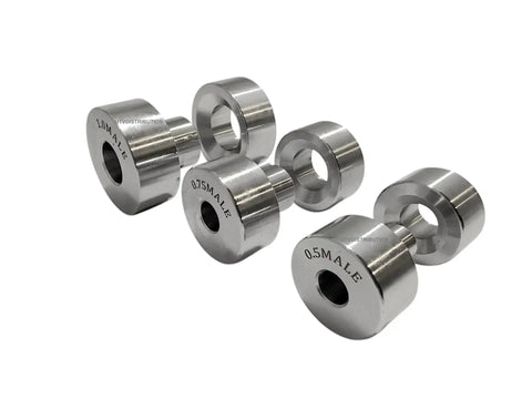 Dimple Die Set, 3 Piece, One Half Inch, Three Quarter Inch, One Inch, Bolt Together Or Hydraulic Press, SAE 8620 Tool Steel