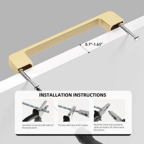 10 Pack 4 Inch Brushed Gold Cabinet Pulls Made From Solid Zinc Alloy For Kitchen Cabinets And Dresser Drawers shown with installation instructions