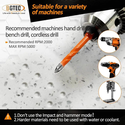 All Purpose Masonry Drill Bits Set by BGTEC, 10 Pack With Tungsten Carbide Tips And Quick Fit Hex Shank, drill shown in use