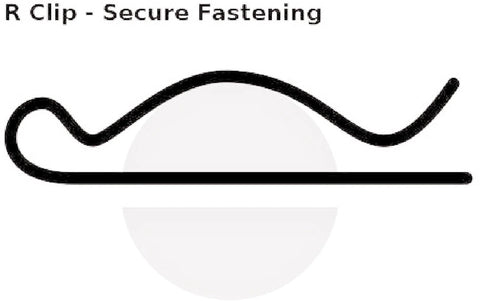 R Clip shown for secure fastening applications, suitable for pin retention in machinery and farm equipment.