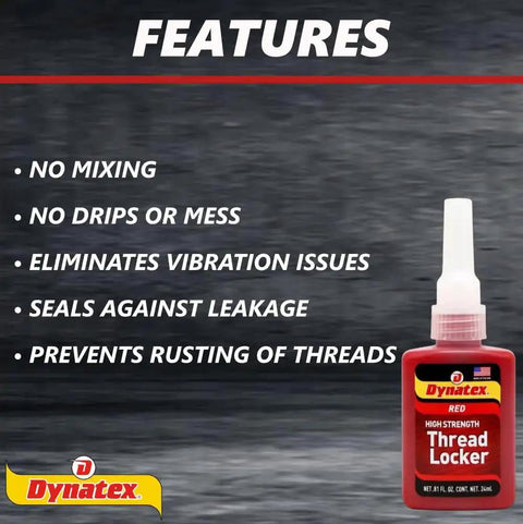 Red High Strength Threadlocker For Large Fasteners Two Pack 0.81 Oz Bottles Beefy Heavy Duty Permanent Lock Anaerobic Formula