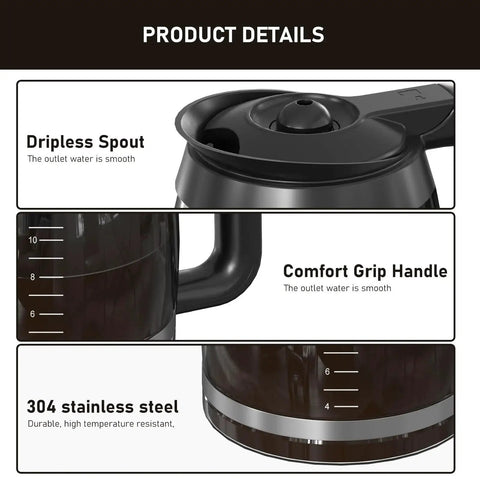 12-cup glass carafe replacement for Ninja CE251/CE201 series; dripless spout and comfort-grip handle