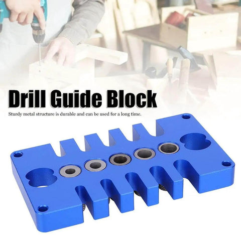 3 In 1 Woodworking Drill Guide And Punch Positioner With Pro Grade Precision Aluminum Alloy Dowel Jig for furniture assembly, blue.