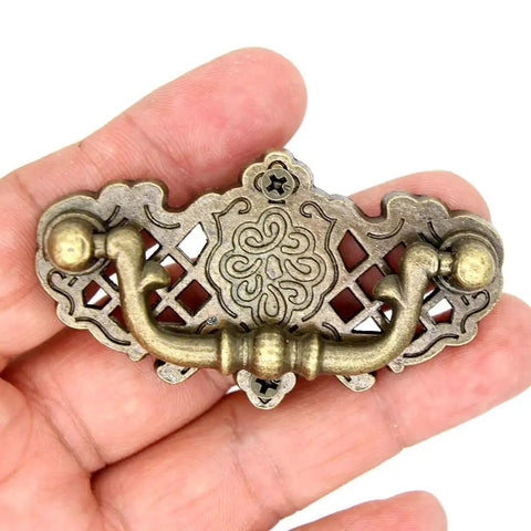 4 Pack Vintage Antique Brass Bail Pull Handles For Wooden Drawers Cabinets And Cupboards, 2.6 Inch Length, zinc alloy, held in hand