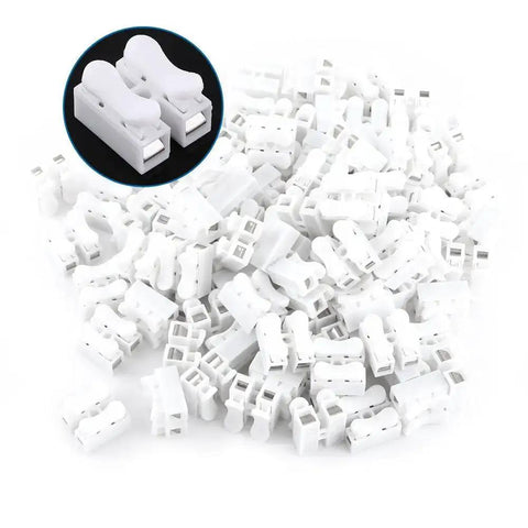 2 Pin Push Wire Connector Kit 100 Pcs 5A White LED Wiring Terminal Clamp Terminal Quick Cable Connector For Electronics Projects