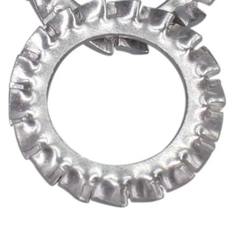 Close-up of M10 External Tooth Serrated Lock Washer Made From 304 Stainless Steel 50 Pieces Heavy Duty Rust Resistant